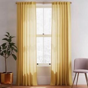 West Elm Flax Linen Horseradish Curtains Set Of 2